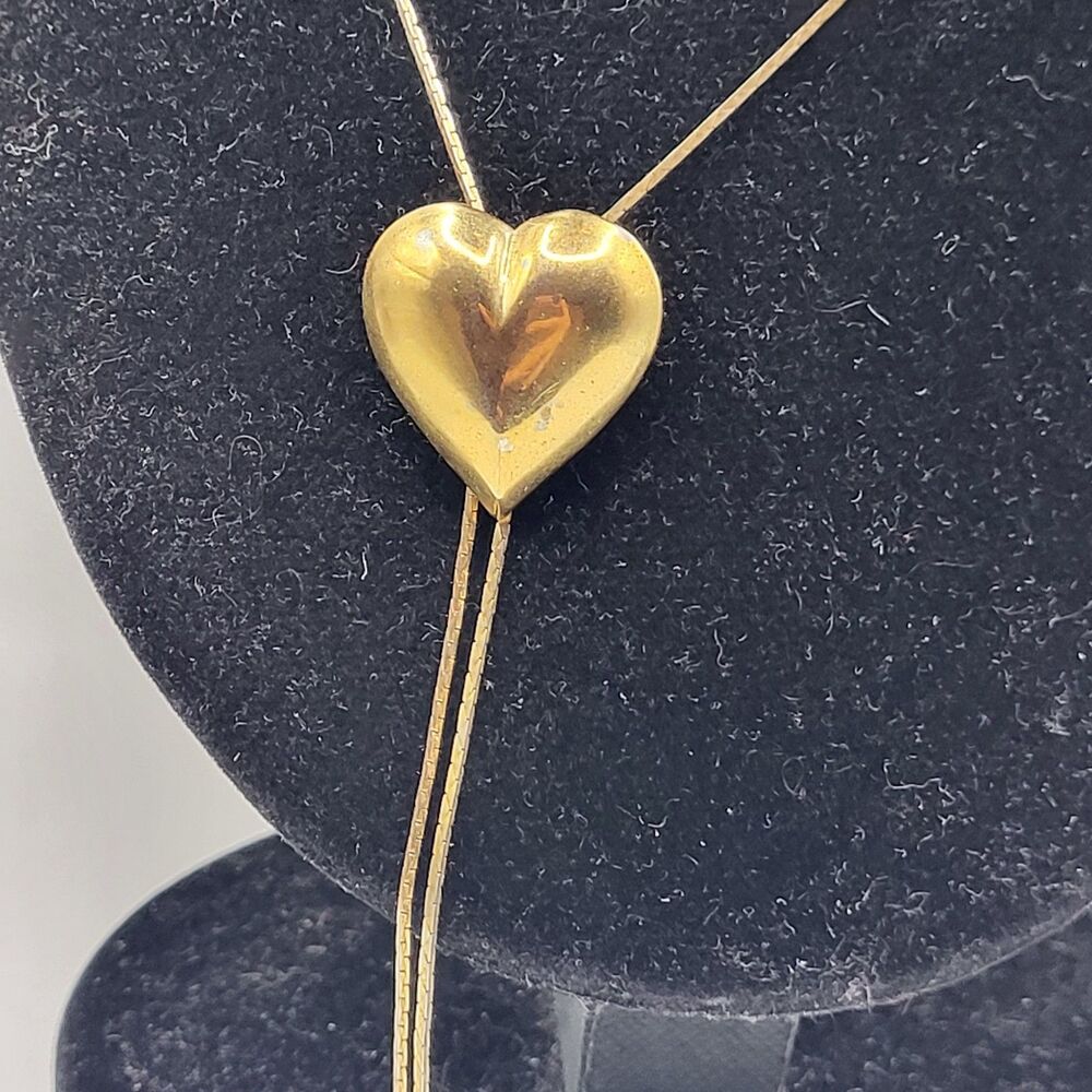 Estate Adjustable Heart Bolo Necklace 28in - Picture 6 of 6